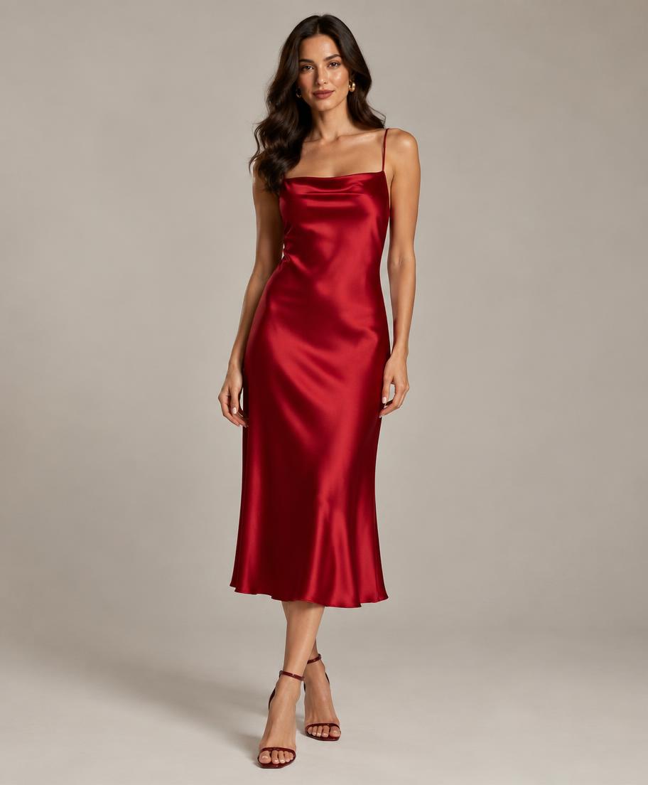 Vestido vermelho de cetim da coleção